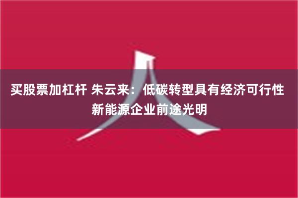 买股票加杠杆 朱云来：低碳转型具有经济可行性 新能源企业前途光明